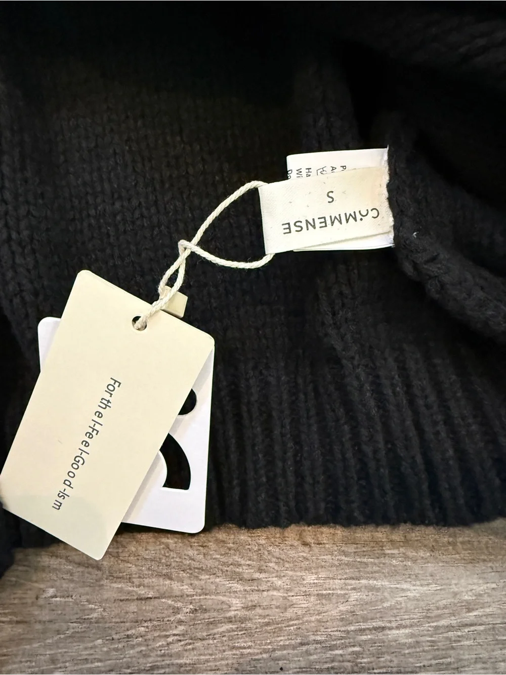 Commense Black Crew Neck Bow Knit Sweater